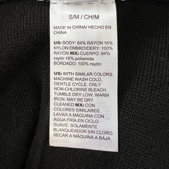 Chicos Womens Embroidered Eyelet Sweater Ruana Poncho Black size Small Medium - Picture 14 of 15